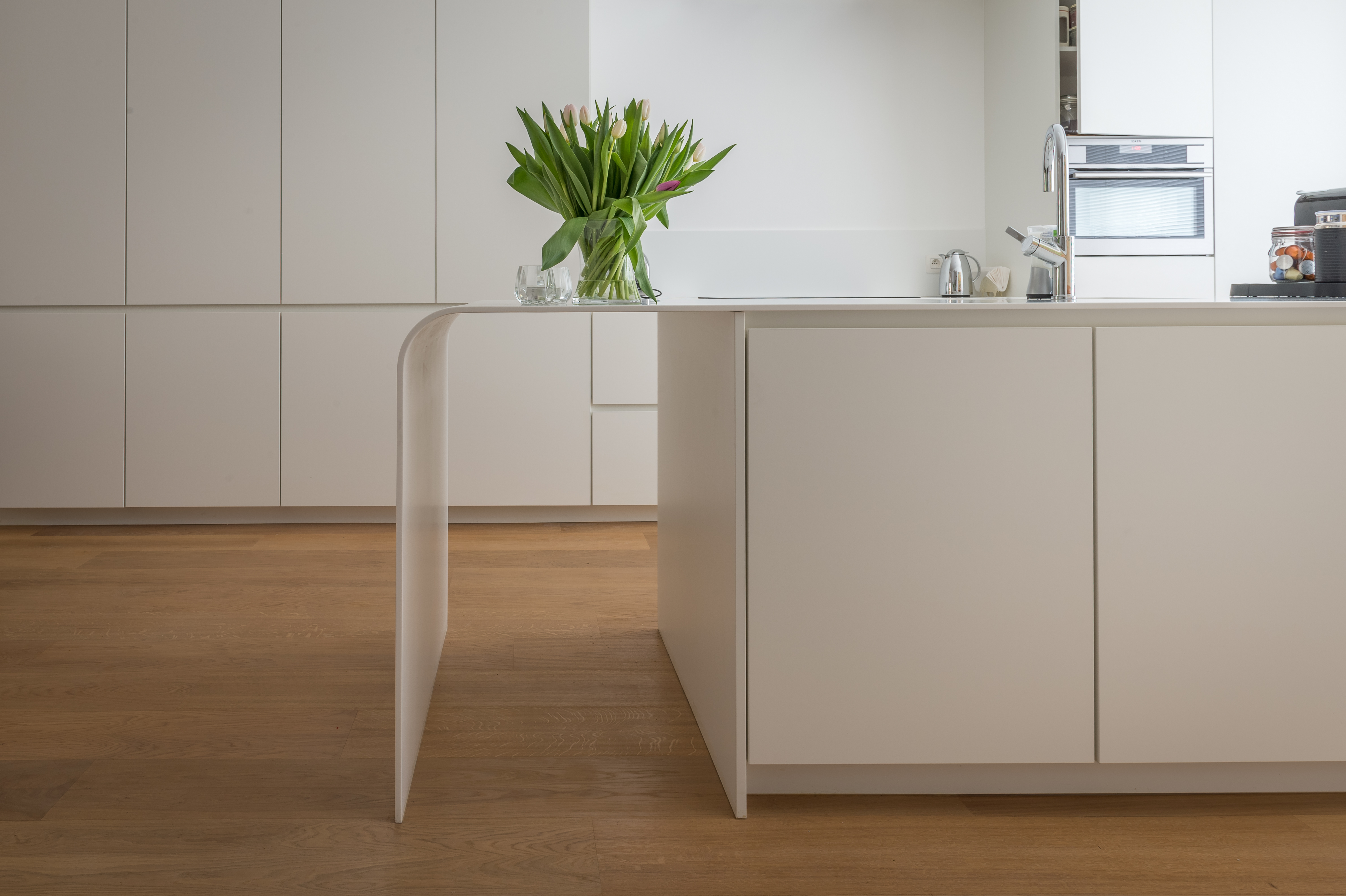 keuken gebogen corian zonder naden